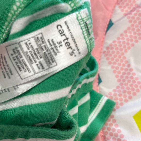 Baby Carter’s Green Striped Elastic Stretch Shorts - Picture 2 of 2